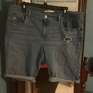 Blue Distressed Denim Shorts